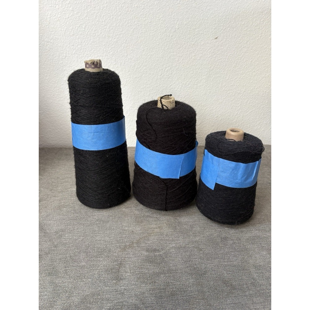 Lot 3 Cones Yarn for Knitting Machines Various Brands &‎ Weights Black